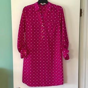 Polka-Dot Magenta Collared Dress